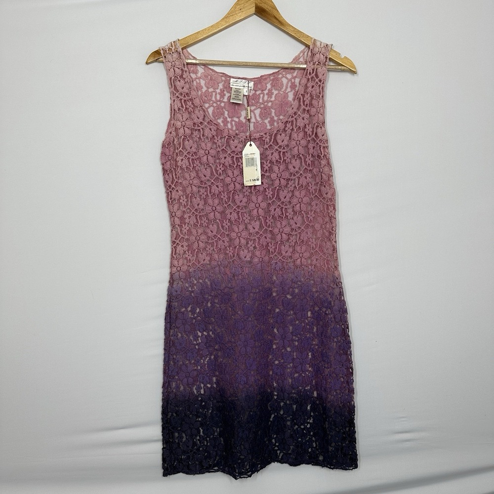 Max Studio Dress floral lace overlay Ombré Pink Purple Small Whimsigoth Boho